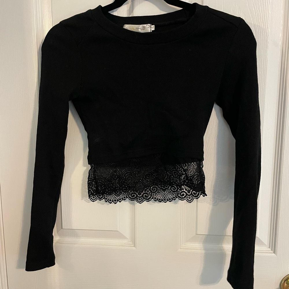 Princess House Black Lace Crop Blouse